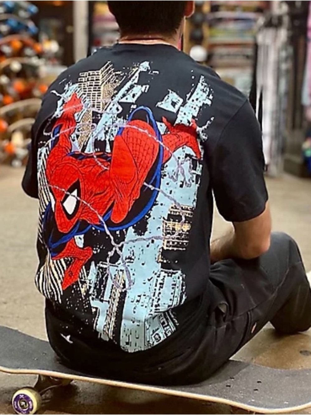 HUF x Marvel Spider-Man Black Short-Sleeve Tee Size M
